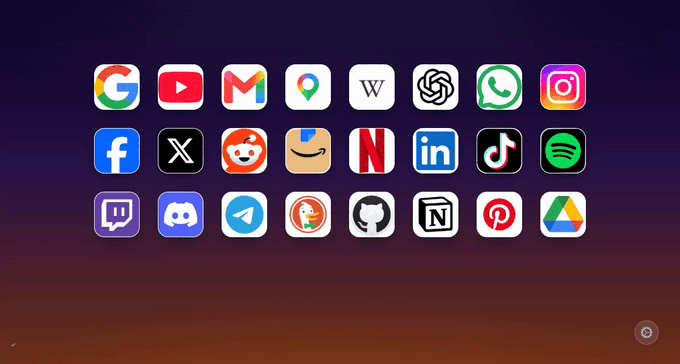 Pressing the ? key reveals a one-key shortcut badge on every site tile.